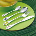 Safari 4-teiliges Kinderbesteck mit Gravur Tiermotive