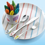 Safari 4-teiliges Kinderbesteck mit Gravur Tiermotive