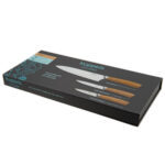 3 teiliges Kochmesser Set mit Gravur in Geschenkverpackung