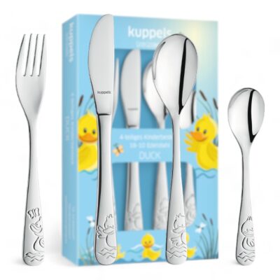 DUCK Kinderbesteck 4-teilig Kuppels Kinderbesteck Einzelstücke mit Gravur