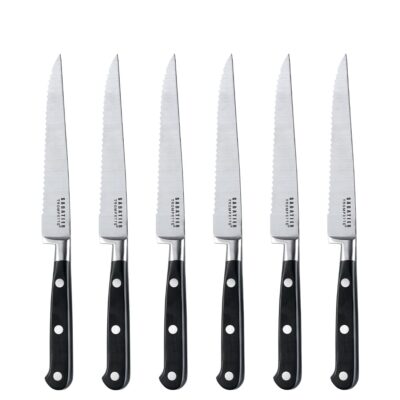 Steakmesser Set graviert 6-teilig schwarz SABATIER TROMPETTE Richardson Sheffield