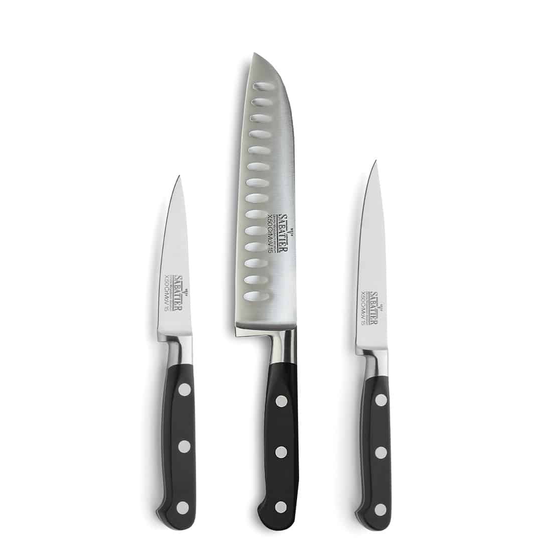 V SABATIER graviertes Küchenmesser Set 3-teilig Richardson Sheffield graviertes Messerset